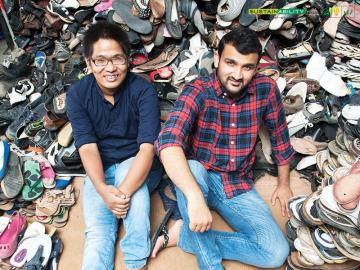 All heart and sole: This dynamic duo upcycles discarded shoes into slippers for tribal kids