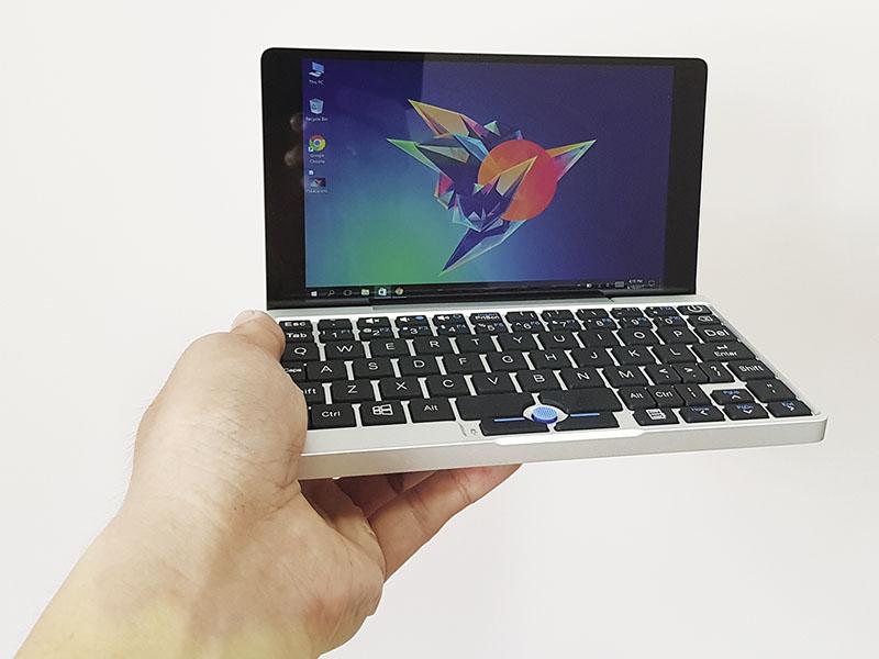 The pants-pocket laptop is larger than some phablets or the size of a clutch