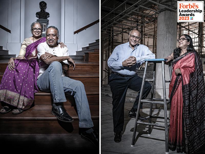 On old school giving: Susmita and Subroto Bagchi, and Radha and NS Parthasarathy