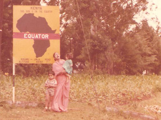 My mother, brother and myself at the Equator at Kisumu, Kenya, en route from Kampala to Nairobi (1980)