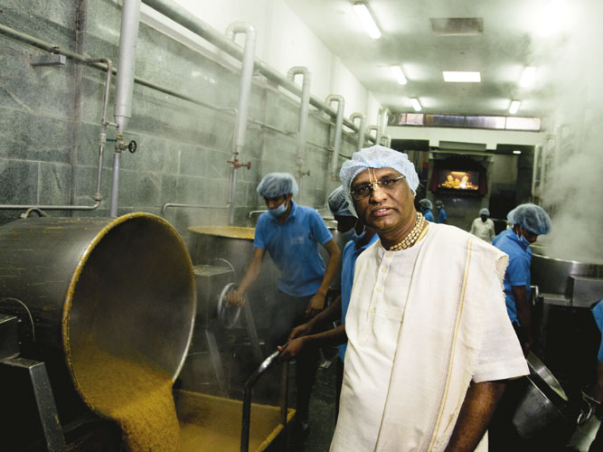 THE MAN BEHIND THE MISSION: Madhu Pandit Dasa at an Akshaya Patra kitchen