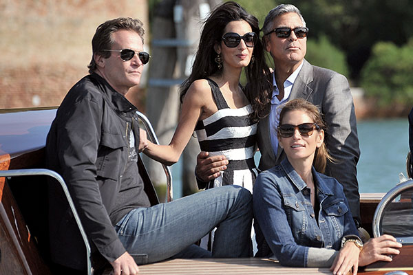 With George Clooney and Amal Alamuddin at their wedding in September