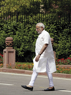 At 64, Modi is an example of hard work; waking up at 5 am and working almost non-stop till past midnight, with just two 30-minute breaks for his vegetarian meals