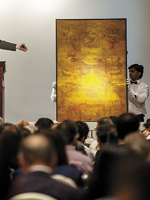VS Gaitonde’s untitled painting sold for $3.7 million at Christie’s first India auction in December 2013. The high prices were augmented by the (then) upcoming retrospective of the artist’s works at Guggenheim Museum, held in 2014-15