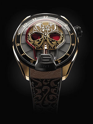 Bold face: HYT’s $120,000 Skull Maori indicates hours, but not minutes