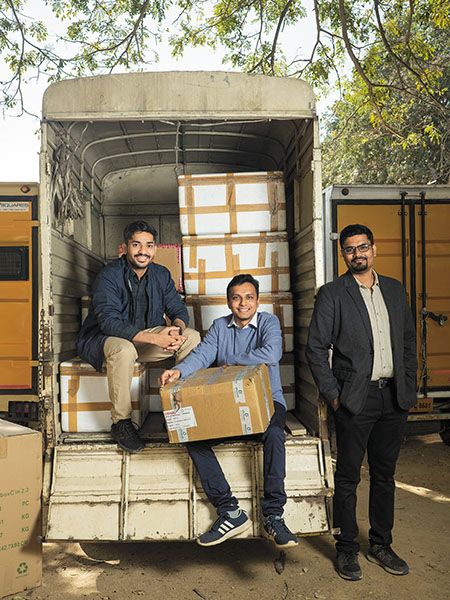 Pranav Goel, Uttam Digga, Vikas Chaudhary: On the right truck