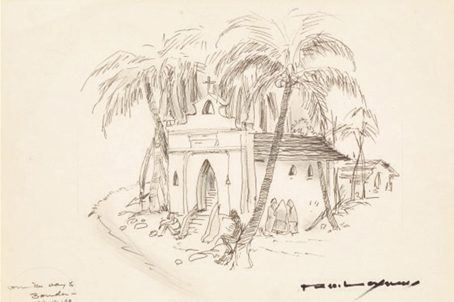 Works by cartoonist RK Laxman at Sotheby's auction