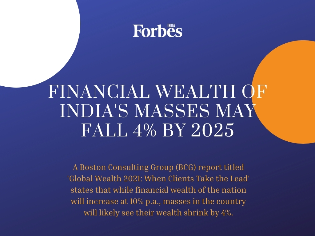 Financial wealth of India's masses may fall 4 percent by 2025