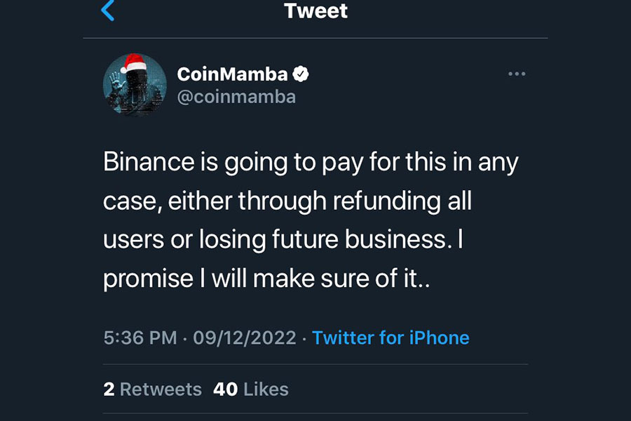 Trader's account is suspended by Binance following Twitter complaints