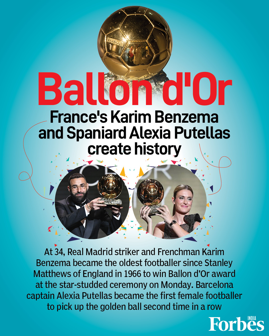 Ballon d'Or: France's Karim Benzema and Spaniard Alexia Putellas create history