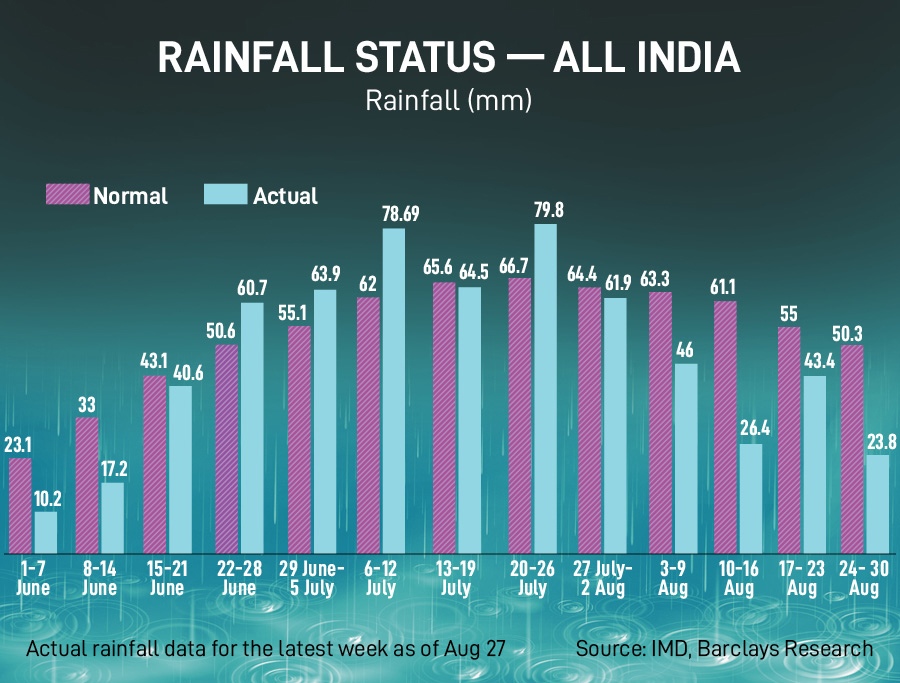 Rain watch for August 24-30: Monsoon remains weak; water storage low